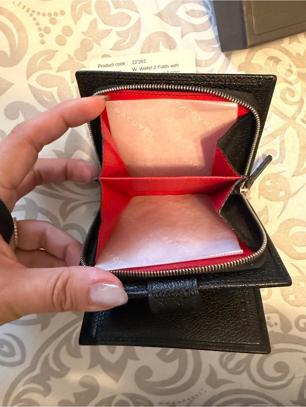 Bulgari Black Pebbled Leather Bifold Wallet with Snap